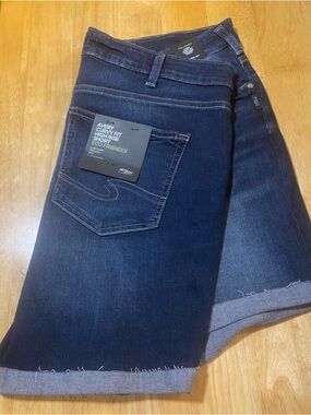 Silver Jeans Dark Blue High-Rise Jean Shorts